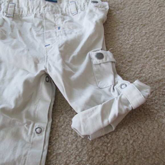 Bib Overalls Infant Boys 3-6M Tan Beige Snap Up Adjustable Helicopter Vehicles - Picture 4 of 10